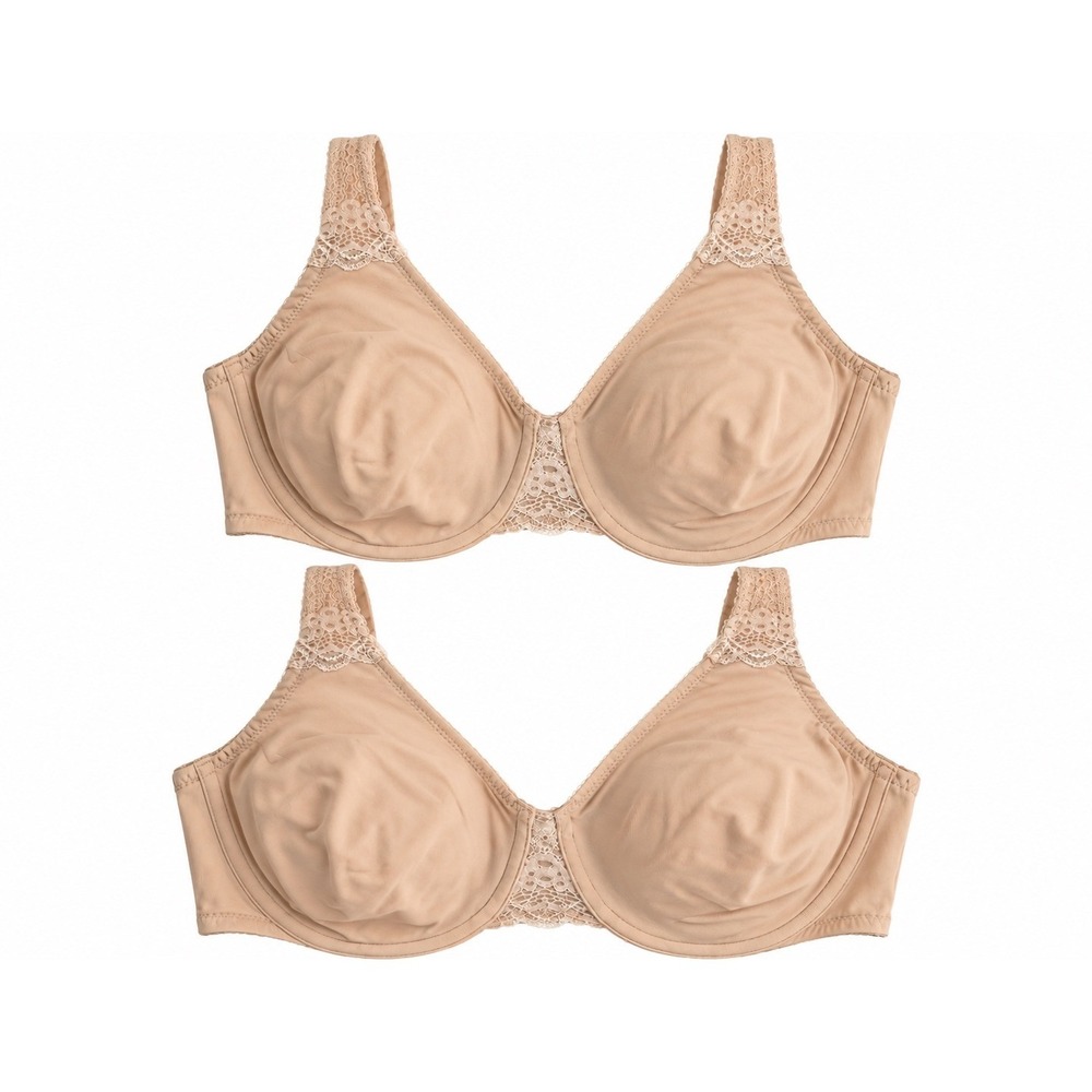 Wacoal Soft Embrace Underwire Bra Set of 2 Sand Beige 36DD 851211